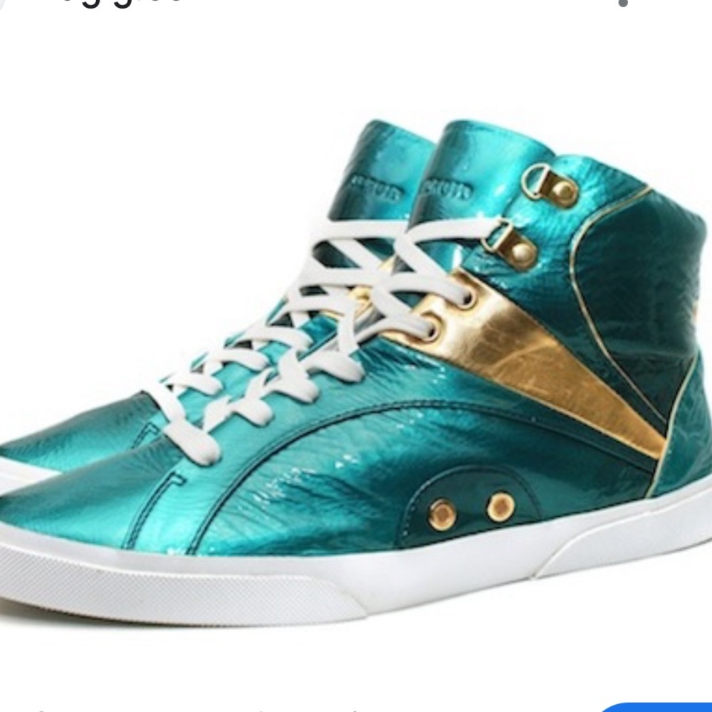 Android Homme High Top Sneakers Leather Green Teal Gold 13 Jetpack 2